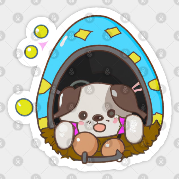 Dog in The Egg Sticker by Zachariya420